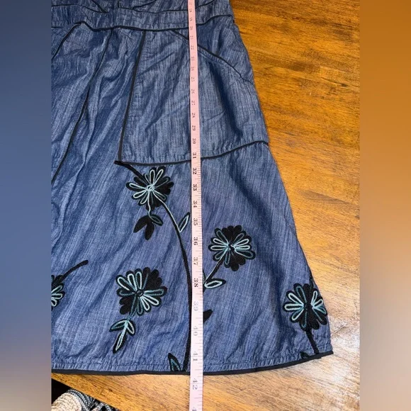 Wayward Fancies eShakti Floral Embroidery Chambray Dress Boho Cottagecore Sz M - Picture 7 of 7